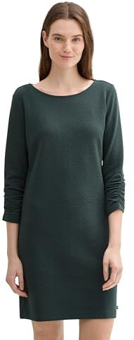 TOM TAILOR Denim Damen 1038844 Mini Kleid mit fixierten Raffärmeln, 10362-Dark Gable Green, XL