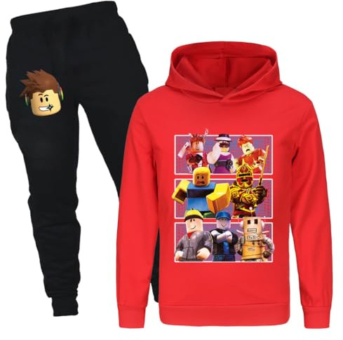 Rzfbeeok Kids Tracksuits Boys Girls Designer's Cartoon Top Hoodie & Jogging Suits (Red,7-8 Years,7 Years,8 Years)