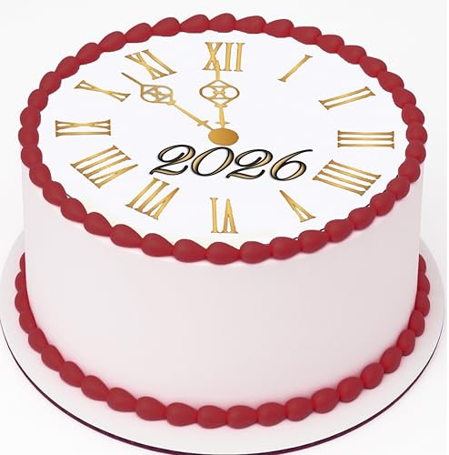 New Year Clock Edible Cake Image Topper - Easy to Apply