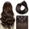 SUYYA Clip in Extensions Echthaar, Salon Remy Menschenhaar Extensions Echthaar Gerade Glatt Chthaar Extensions Clip Doppelt Genäht 12 Zoll 30cm 7 Stück 70G #2 Dunkel Braun
