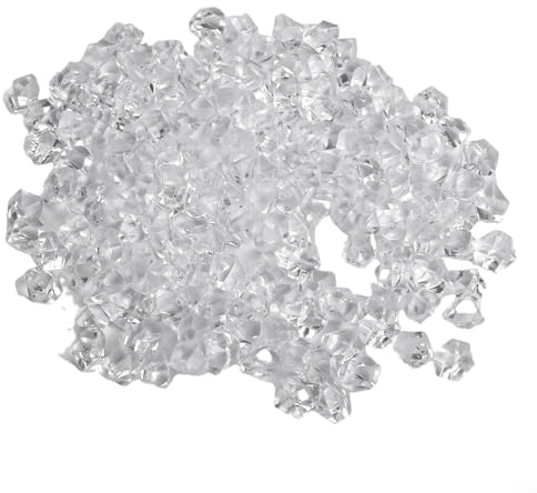 Pietre di ghiaccio acriliche per vaso, decorazione per piante, 150 granuli trasparenti brillano alla luce, adatte per acquari, gioielli, ornamenti per battenti, 11 x 14 mm (trasparente)