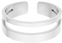 Purelei Anillo ajustable Soulbond – Anillo ajustable de doble fila, acero inoxidable chapado en oro de 14 quilates, chapado en oro rosa de 18 quilates o plata, resistente al agua (talla 56 – 60