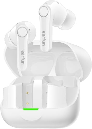 EarFun Pro 4+ Adaptiva brusreducerande öronsnäckor, brusreducerande hörlurar Bluetooth 6.0 dubbla drivare, Qualcomm aptX Lossless Snapdragon Sound, 6 mikrofoner AI CVC-samtal Hi-Res-ljud, LDAC, 54H