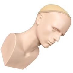 rongweiwang Tête de mannequin homme avec épaules pour la présentation de bijoux, foulards, perruques, chapeaux, lunettes soleil et accessoires. Mannequin d'entraînement pour la pratique coiffure et