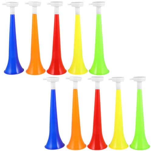 Hemobllo 10 Pcs Vuvuzela Horns, Loud Football Trumpet | assorted bright colours, easy to blow, perfect kids party bag fillers, no batteries needed, outdoor safe