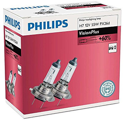 Philips H7 VisionPlUS 12 V 55 W Lampen Scheinwerfer 60% mehr Vision 12972 vpc2 Twin Pack