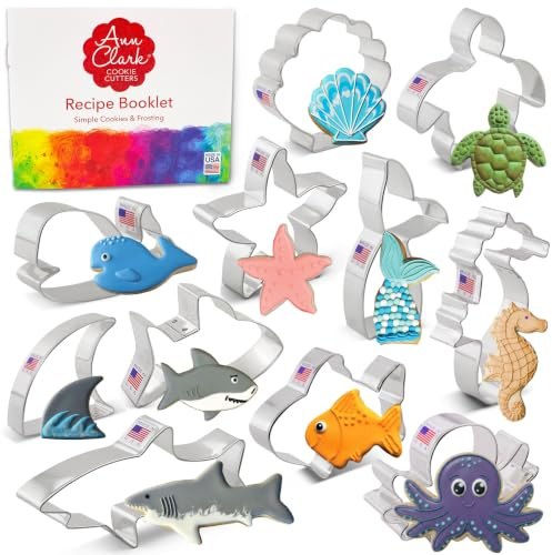 Ann Clark Under The Sea Cookie Cutters 11-Pc. Set (Shark, Whale, Fish, Mermaid Tail, Sea Turtle and More) Made in USA