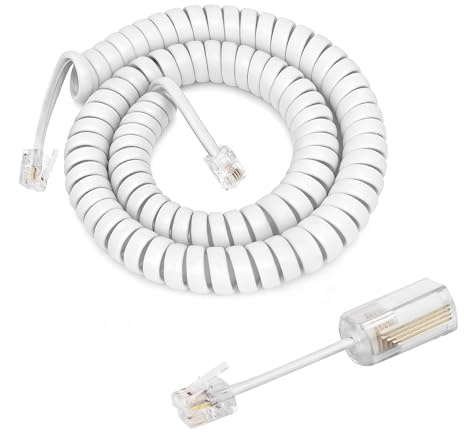 Uvital Telephone Handset Cord Detangler, 1 Pack Telephone Cable 10Ft Uncoiled(1.2 Ft Coiled) and 1 Pack Anti-Tangle Phone Cords Untangler 360 Degree Rotating Swivel Cord