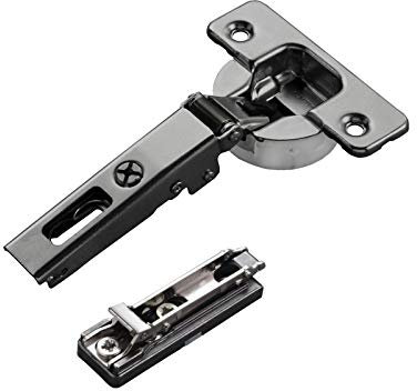2 x Salice Topfband Serie 700 Titanium anthrazit mit Dämpfer im Topf 110° T48 Eckanschlag inkl. Linear-Montageplatte Höhe 6 mm mit Euroschrauben und Exzenterverstellung Schrankscharnier von SO-TECH®