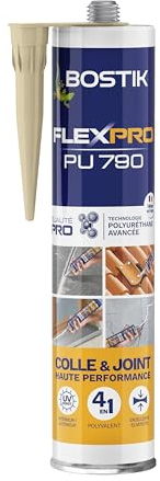 Bostik Mastic Colle & Joint Polyuretane Premium P790 Beige, Multiusos, Interior y Exterior, Cartucho de 300 ml