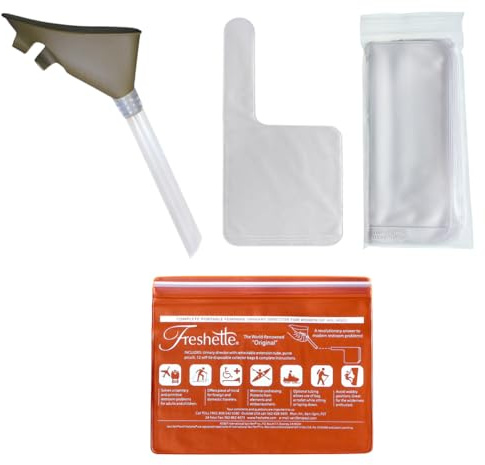 Freshette Complete Portable Female Urinary Device Kit, Vinyl Case, Reusable, Portable Urinal & 12 Collection Bags, Female Pee Funnel Allows Women to Pee Standing Up, Outdoor Use, Music Festivals