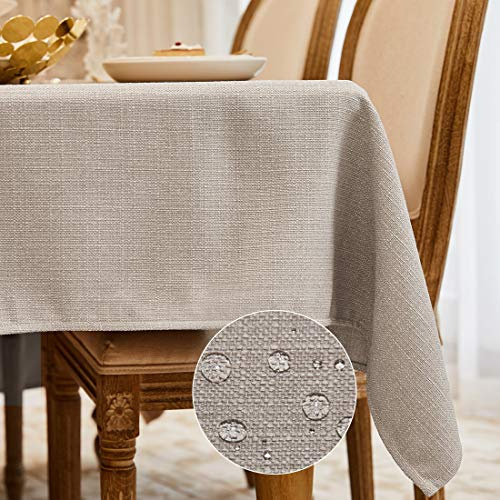 WAITER TREE Mantel Antimanchas Mantel Mesa Rectangular Efecto Lino Manteles de Mesa Impermeable para Casa Comedor Cocina Exterior Navidad Fiestas Cumpleaños Beige Crema 145 x 300 cm