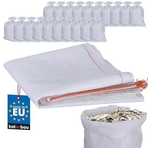 KOTARBAU® Juego de 20 sacos de tejido de polipropileno (55 x 80 cm), color blanco