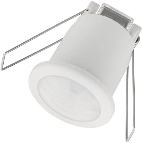 Détecteur de Mouvement Encastré Ledvion avec Interrupteur crépusculaire, Montage au Plafond, IP20, Contrôle de la lumière 360°, Champ de Travail Portée de 8 m, Capteur de lumière intégré Blanc