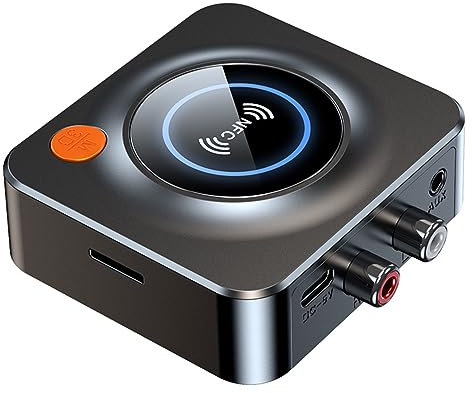 POFET Ricevitore Bluetooth, ricevitore audio Bluetooth 5.1 con slot per scheda TF 3,5 mm/AUX/RCA 3,5 mm, supporto NFC per impianto stereo di musica domestica