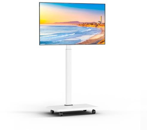 NearHub Supporto Mobile per TV 26-70 Pollici, Carrello TV con Ruote, Supporto da Pavimento Regolabile in Altezza, Rotazione ±25°, VESA 100x100 a 600x400 mm, Capacità di Carico fino a 88 lbs (40 kg)