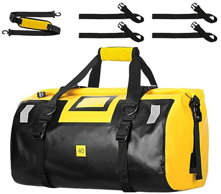 Motorcycle Dry Bag, Waterproof Travel Bag - 40L Dry Backpack Motorcycle Tail Bag Saddle Bags Heavy Duty Dry Duffel Bags Dry Duffel Bags for Swimming, Camping, Travel, Gym, yellow, see description, See