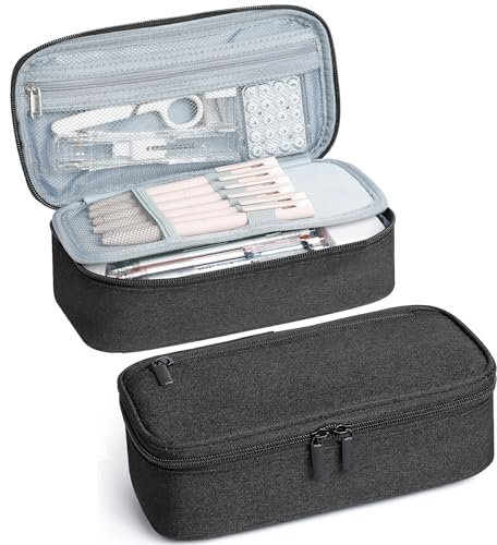 AiQInu Federmäppchen, Große Federtaschen, Kapazität Mäppchen Federtasche mit 5 Fächer für Schule & Büro - Schwarz