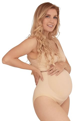Carriwell Nahtlose Umstandsunterhose | Dehnbare Beinausschnitte | Stützt Bauch & Rücken | Atmungsaktiv für Schwangerschaftskomfort | Aus recyceltem Material, Passt Sich Ihrem wachsenden Bauch an, L