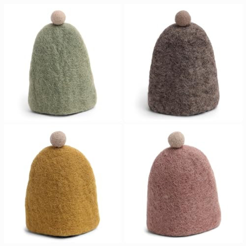 Gry & Sif Vier Eierwärmer aus Filz, Tischdekoration, Festliche Tischdekoration, Handmade, Fairtrade, Geschenkidee (Mix)