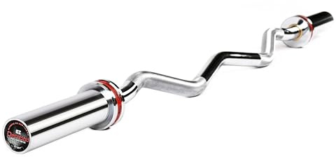 Diamond Bilanciere Olimpico EZ Curl 【Ø50 mm per Dischi Olimpici】 Lunghezza 120 cm | Peso 9 kg | Impugnatura Zigrinata Ø28 mm | Manicotti Caricabili 18 cm | Max Carico 150 kg | Curl e Tricipiti