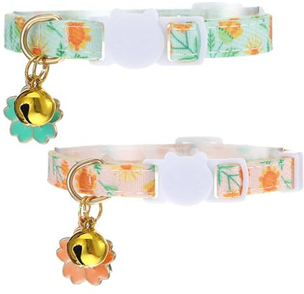 2 Stück Katzenhalsband mit Sicherheitsverschluss, Reflektierende Katzen Halsbänder Abreißbares Katzenhalsband Verstellbares Cat Collar süßes Kätzchenhalsband ideal für Katzen