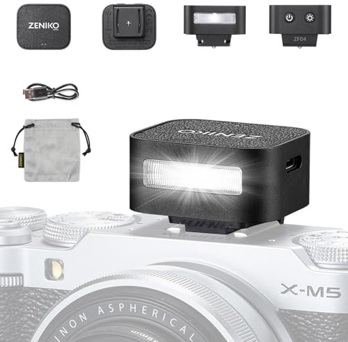 ZENIKO ZF04 Mini Flash de Cámara Camera Flash Speedlite CCT 6500k±200k 372 Flashes de Máxima Potencia 2 Niveles de Potencia Compatible con Canon Nikon Sony Fuji Olympus Panasonic(Negro)