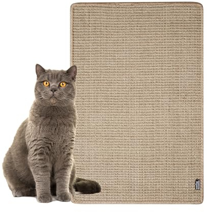 Alfombrilla rascadora para Gatos - Alfombra de sisal Natural, Tabla rascadora Resistente y Multifuncional, tapete rascador y Protector de Muebles (60 x 40 cm, Beige)
