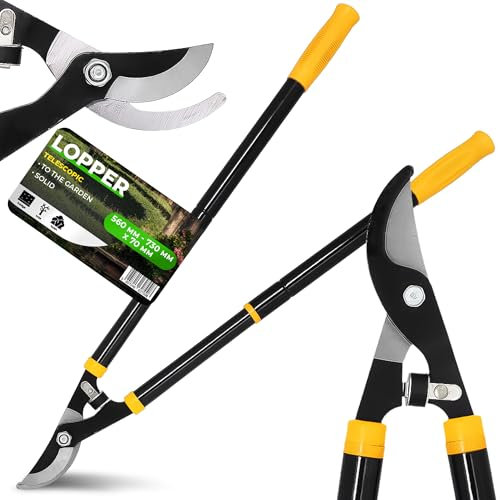 Instalguru Sécateur Télescopique 56–73 cm Coupe Branches Hautes Longueur Réglable Taille Haies Arbres Arbustes Cisaille Outil Jardinage Ergonomique Facile Utilisation