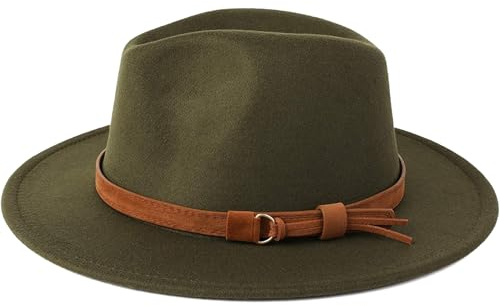 Cappelli in feltro da uomo e donna, cappelli Fedora a tesa larga da uomo, cappello Fedora classico vintage con fibbia per cintura, abito da portatile per decorazioni per feste invernali, per don