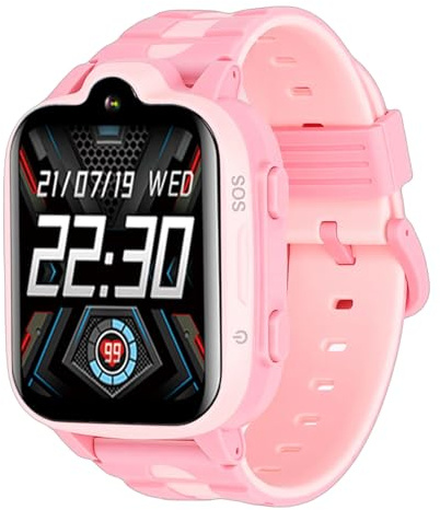 AMONIDA Montre Intelligente pour Enfants, Montre Intelligente 4G LTE avec Traqueur GPS, Appels Vidéo SOS, Numérotation d'urgence, Positionnement LBS, étanche IP67,