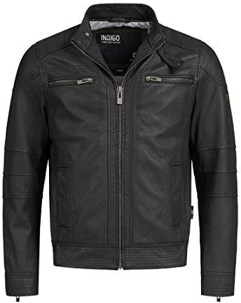 Indicode Herren Germo Lederjacke aus Lammleder | Echtleder Jacke Motorradjacke Bikerjacke Black, 3XL