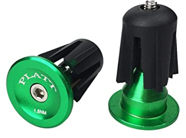 PLATT Bicycle Bar End Plugs Aluminum Bike Handlebar Cap for Road Bike Mountain Bike BMX (Green)