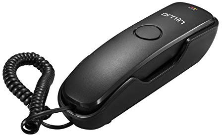 Ornin T102 Trimline Corded Telephone, Wall mountable, Last Number Redial, Mute, M1/M2 One Touch Memory, Ringer Volume Adjustable(Black)-UK Version