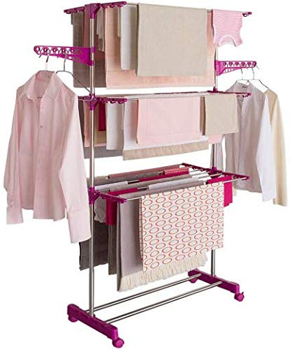 IDMarket - Stendibiancheria in Acciaio Inox Maxima, Pieghevole, Altezza 145 cm, Colore: Prugna