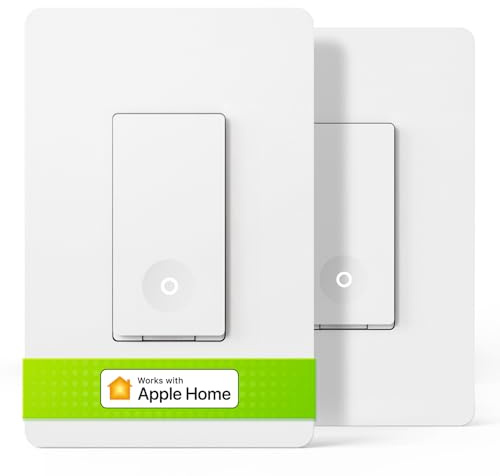 TREATLIFE Apple HomeKit Smart Switches for Lights, Neutral Wire Required, 2.4GHz WiFi Smart Light Switch Compatible with Alexa, Google Home & SmartThings, Single-Pole, No Hub Needed