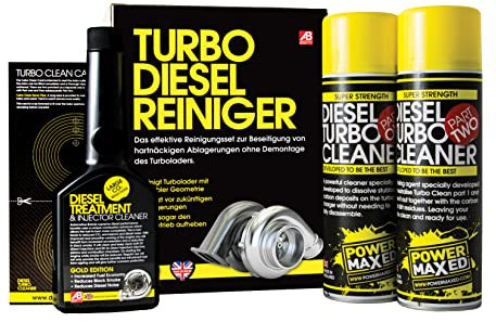 Power Maxed Turbo Diesel Reiniger – 3-in-1 Reinigungsset für VTG-Turbolader – Entfernt Ablagerungen & Ruß ohne Ausbau – Für Diesel-Fahrzeuge mit variabler Turbogeometrie