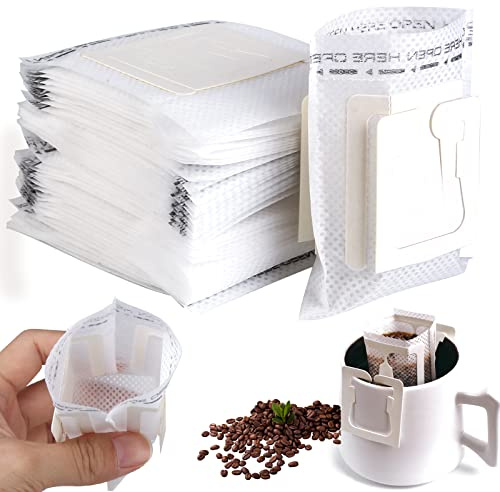 Kaffefilter, hängande örondropp-kaffepåsar, 100 stycken droppe kaffemugg med hängande öron, filterpåsar kaffefilter för de flesta koppar, bärbart kaffepapper för camping resor hem kontor