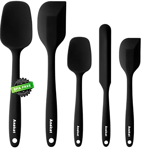 Anaeat Silicone Spatula Set, 5 Pieces - Seamless Design - Non-Stick Rubber Spatulas BPA Free, Kitchen Scraper Flexible for Easy Baking, Cooking, Scraping & Mixing, Heat Resistant & Dishwasher Safe
