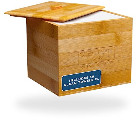 CLEAN SKIN CLUB Clean Skin Club Luxe Bamboo Box & Towels XL, Face Towel, Disposable Makeup Remover Dry Wipes, Facial Wash (Cover)