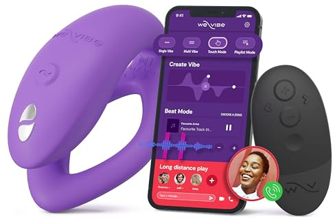 We-Vibe Sync O Couples Vibrator - Remote Control C-Shape Vibrator for Women - App Controlled Wearable Vibrating Adult Sex Toy - G-spot and Clitoral Stimulation - Waterproof & USB Rechargeable - Purple