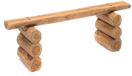 CREEDWOOD Baumstamm Bank Nila 15 | 120x30 cm, Teakholz | Baumkante Flurbank, Holzbank, Beistellbank, schmale Küchenbank, Bettbank, Naturholz Sitzbank, Deko Bank