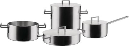 Alessi Convivio DC100S7 - Design Kochgeschirr-Set, 18/10 Edelstahlgriffe mit PVD-Beschichtung, Matte