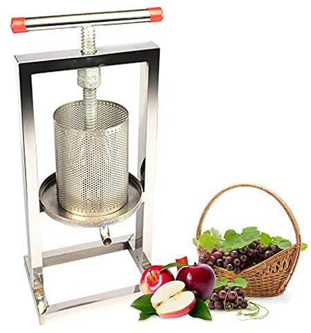 WENKA Großer manueller Entsafter mit losem Volumen, 3,9 l Obstmühle, manuelle Presse mit T-Griff für Apfelwein, Tinktur, Käse, Kräuter und Gemüse