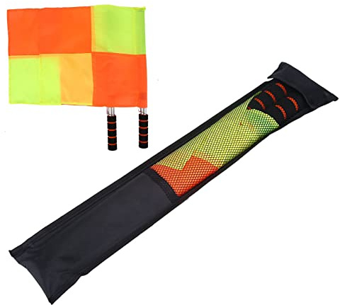 Lot de 2 Drapeaux D'arbitre de Football, Drapeaux D'arbitre de Football, Drapeaux D'arbitre de Football, Drapeau de Juge de Ligne avec Sac de Rangement pour Match de Sport, Football, Hockey, Entraînem