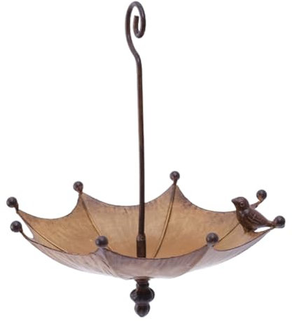 Gotoger Vogeltränke in Regenschirmform, hängend, für den Außenbereich, Metall, Vogeltränke, Teich oder Trinker