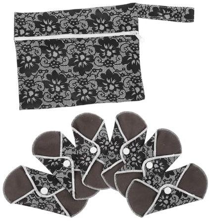 BCOATH 6stücke Sanitary Pads Wiederverwendbar Stoffbinden Für Damen Waschbar Mit Druckknopf-design Schnelle Absorption Auslaufsicher Periodenbinden Slipeinlagen Umweltfreundlich