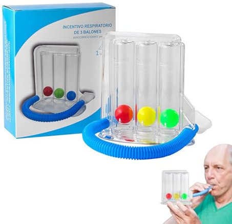 Esercizio Respiratorio per Polmoni,Esercitatore per la Respirazione,Esercitatore Respiratorio,Spirometro Portatile, Allenatore di Respirazione Profonda con 3 Palline Colorate e Boccaglio