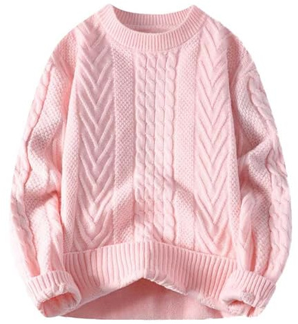 YOSUWOAI Pull en tricot pour homme Pull d'hiver épais en tricot torsadé Confortable et chaud Pull en tricot col rond manches longues Pull grosse maille vintage Sweatshirt homme couleur unie doux Pull