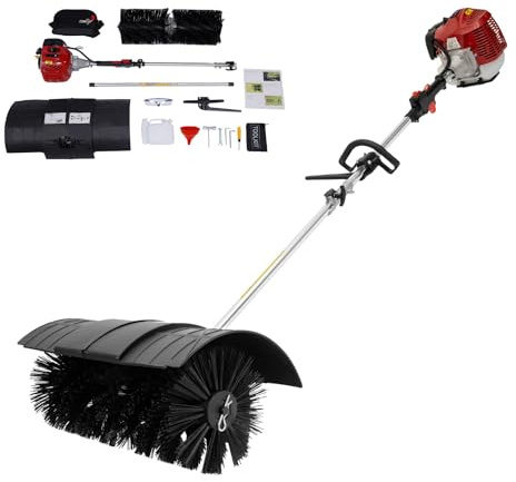 52cc Handheld Lawns Sweeper 2-Stroke Air Cooled Fuel Engine Gas Power Sweeping Broom Machine for Artificial Turf Grass, Gravel, Snow Cleaning, Yard, Road, Heavy Duty Leaf Sweeper, US Stock